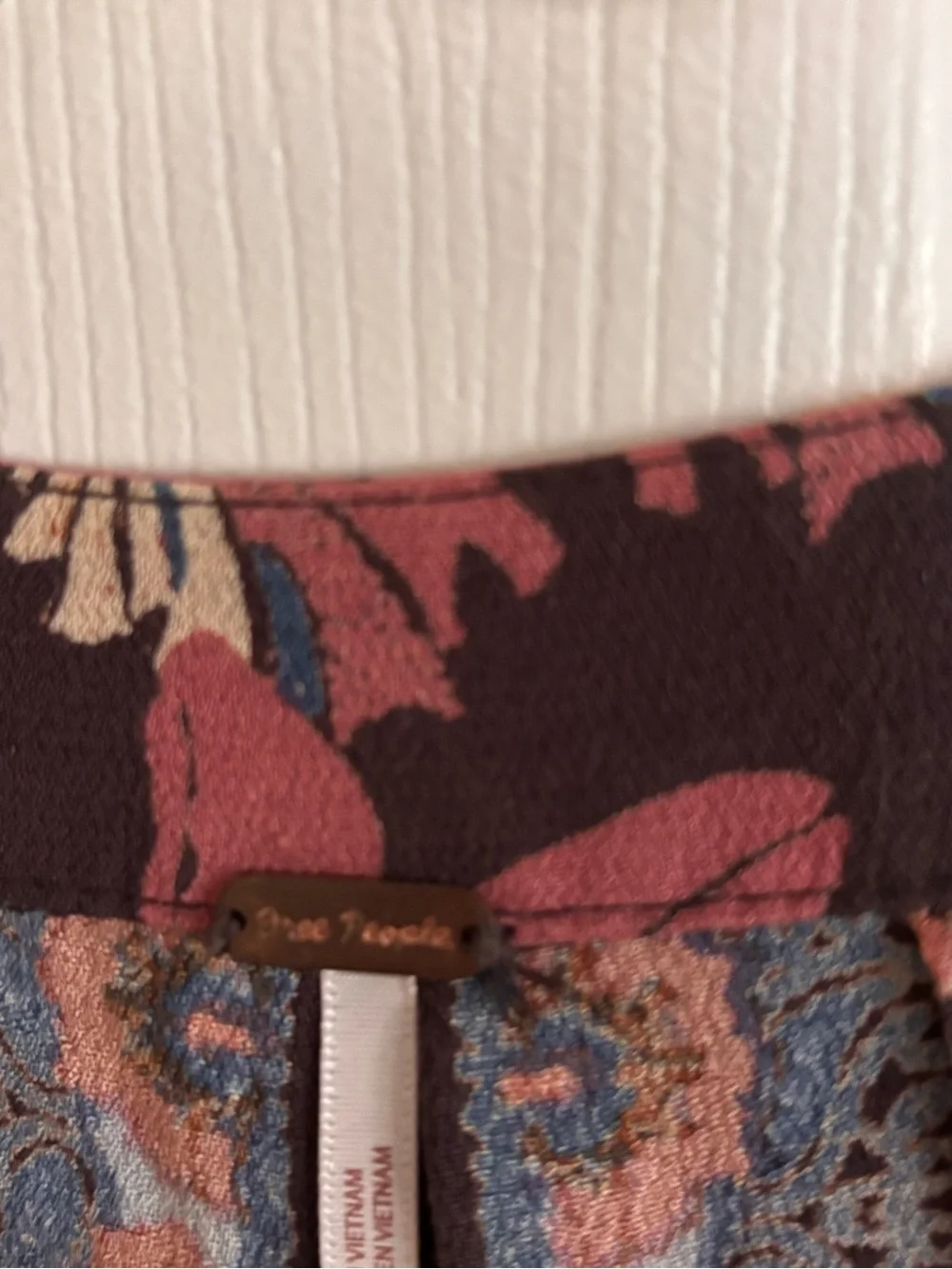 Free People Burgundy Floral Peasant Tunic with Multicolor Print